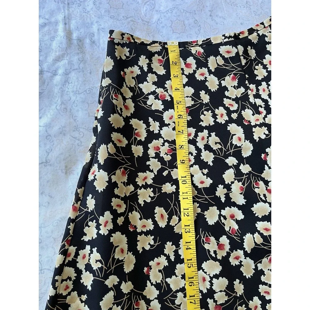 Evan Picone Women's Midi Skirt and Top Set Size 16 Black Beige Floral Sleeveless